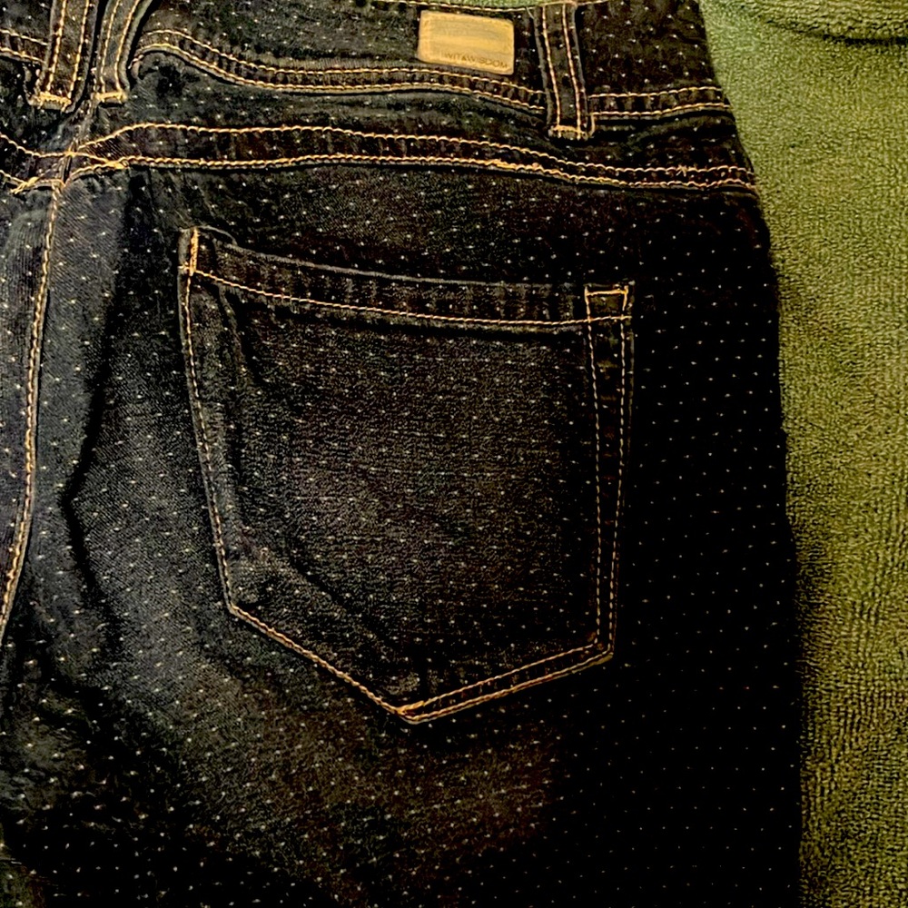 Adorable blue jeans shorts with little polka dots